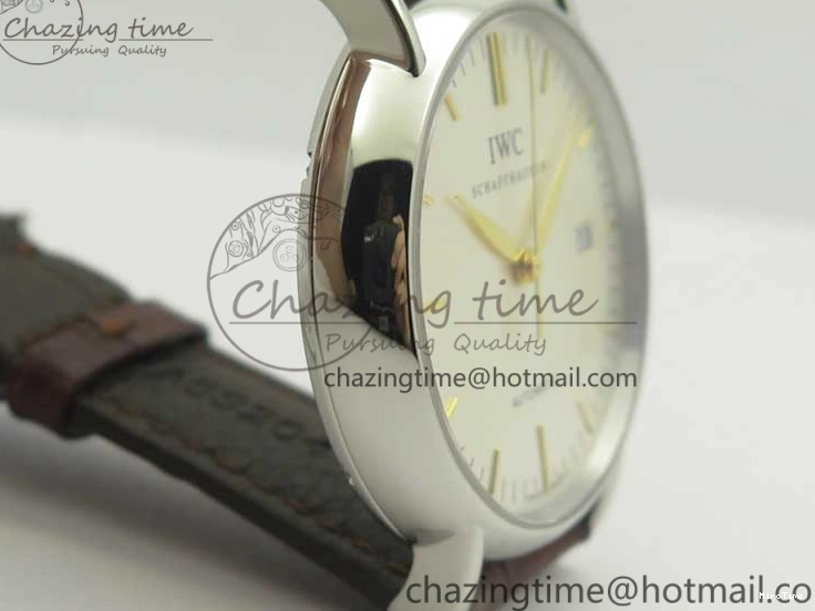 MIROTIME 0517 Portofino Automatic SS TWF 1:1 Best Edition Silver Dial Gold Markers on Brown Leather Strap A Bright 7203